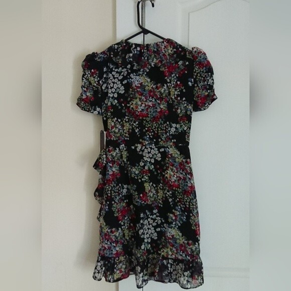 MISS SIXTY flirty ruffled short puff sleeves multicolor floral dress Size 2  - Picture 2 of 12